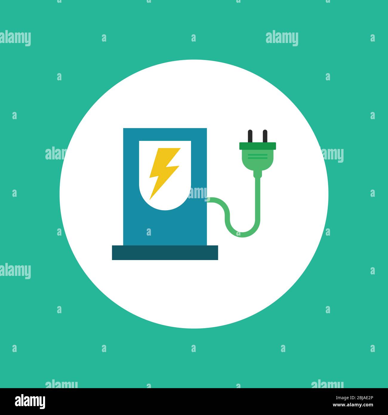 Symbol für Elektroladung flach. Vektorgrafik im flachen Stil Stock Vektor