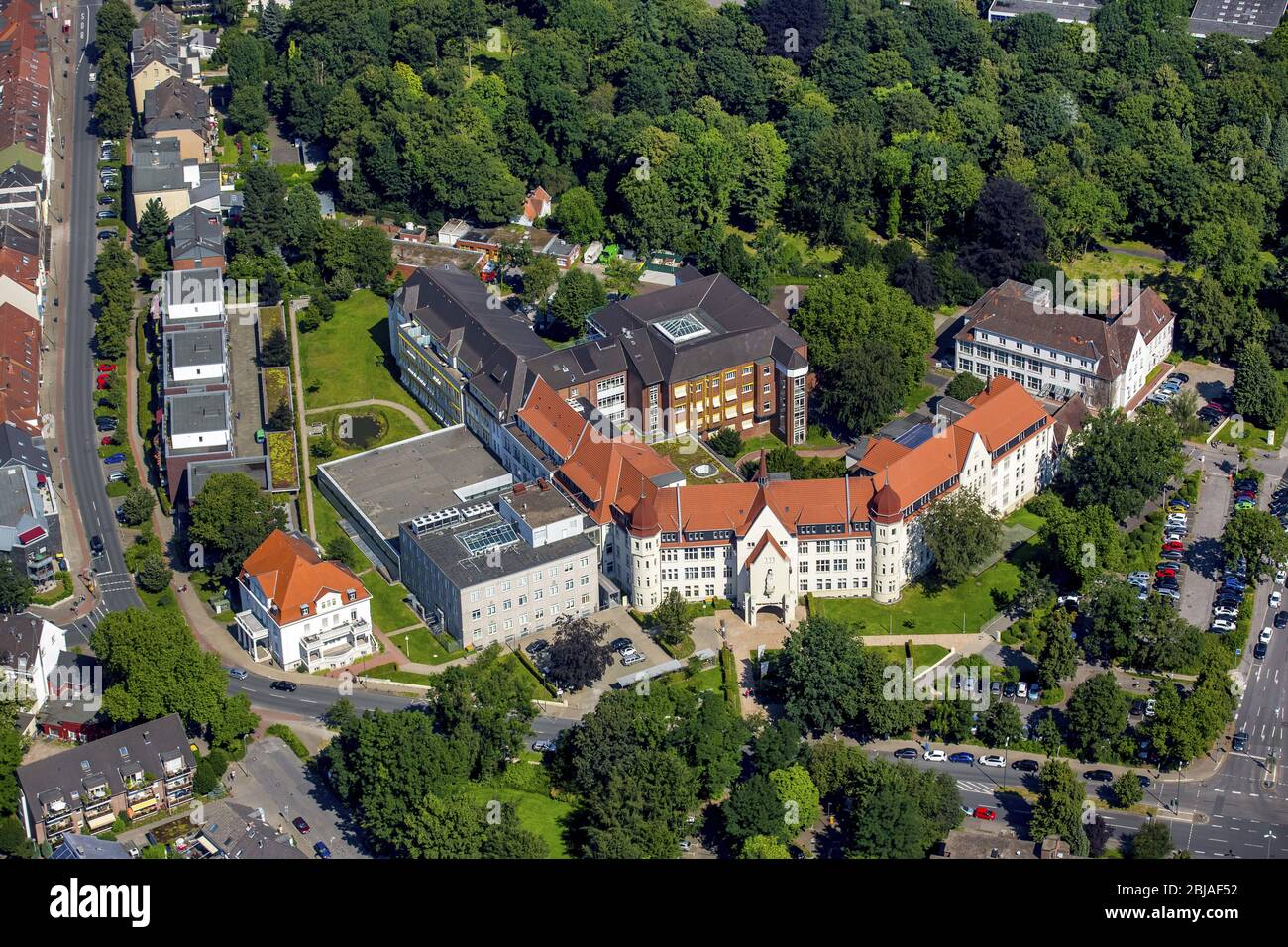 , Krankenhaus Sankt Marien-Krankenhaus Gelsenkirchen-Buer in Gelsenkirchen, 19.07.2016, Luftaufnahme, Deutschland, Nordrhein-Westfalen, Ruhrgebiet, Gelsenkirchen Stockfoto