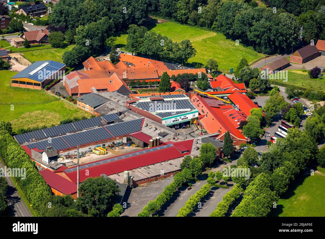 Bauernhof Prickingshof in Haltern, 02.07.2016, Luftaufnahme, Deutschland,  Nordrhein-Westfalen, Haltern am See Stockfotografie - Alamy