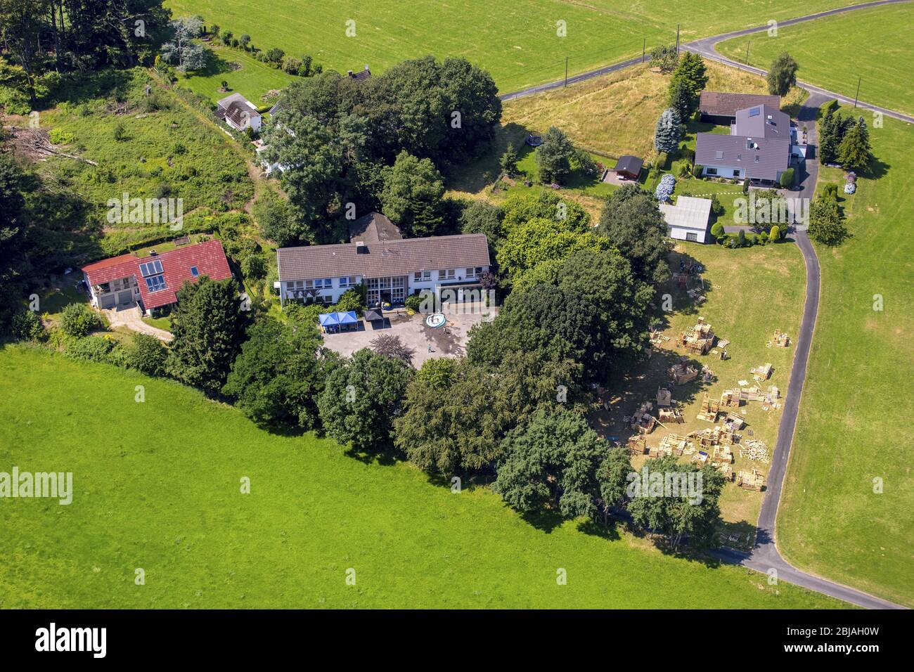 , Kindergarten Stadtspielschule in Hattingen, 19.07.2016, Luftaufnahme, Deutschland, Nordrhein-Westfalen, Ruhrgebiet, Hattingen Stockfoto