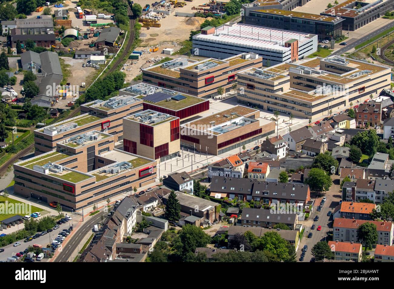 Baustelle für den Neubau der Universität Duisburg, Hochschule Ruhr West, in Mülheim an der Ruhr, 07.07.2016, Luftaufnahme, Deutschland, Nordrhein-Westfalen, Ruhrgebiet, Mülheim/Ruhr Stockfoto