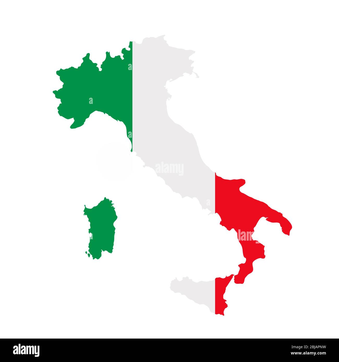 Italien Flagge Karte. Länderübersicht mit Nationalflagge