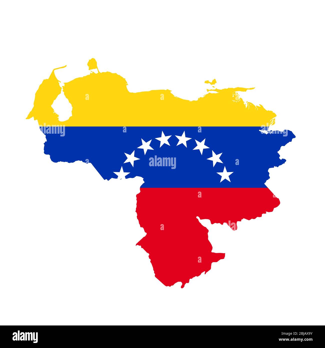 Karte mit der Flagge Venezuelas. Länderübersicht mit Nationalflagge Stockfoto