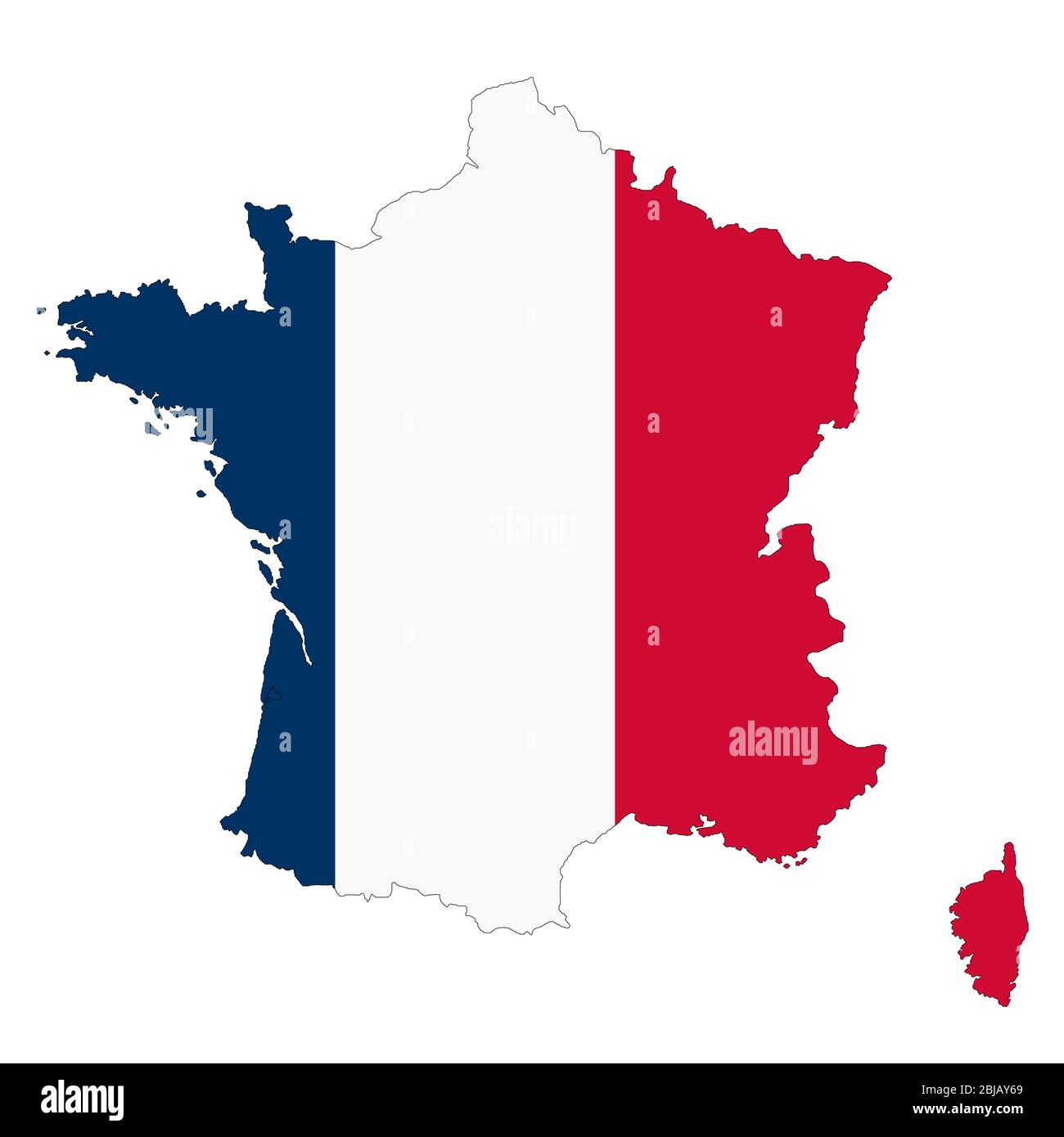 Eine Frankreich Karte auf weißem Hintergrund mit Clipping-Pfad Stockfoto