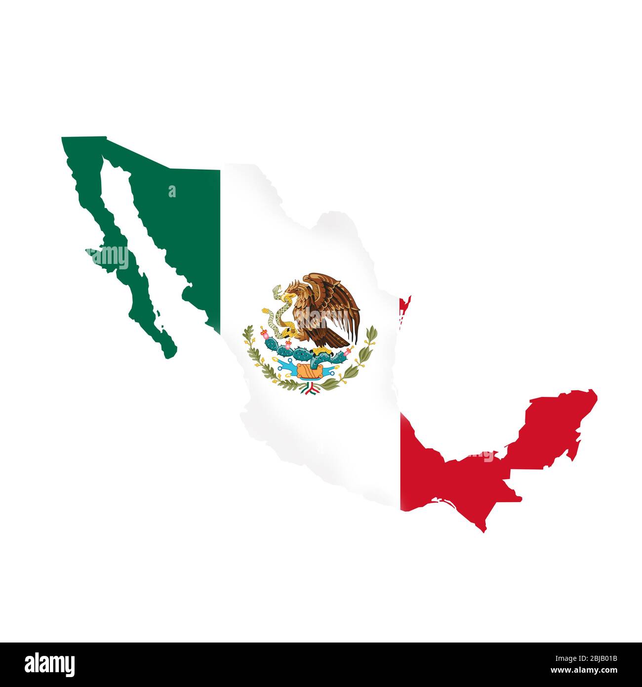 Karte mit der Flagge von Mexiko. Länderübersicht mit Nationalflagge Stockfoto