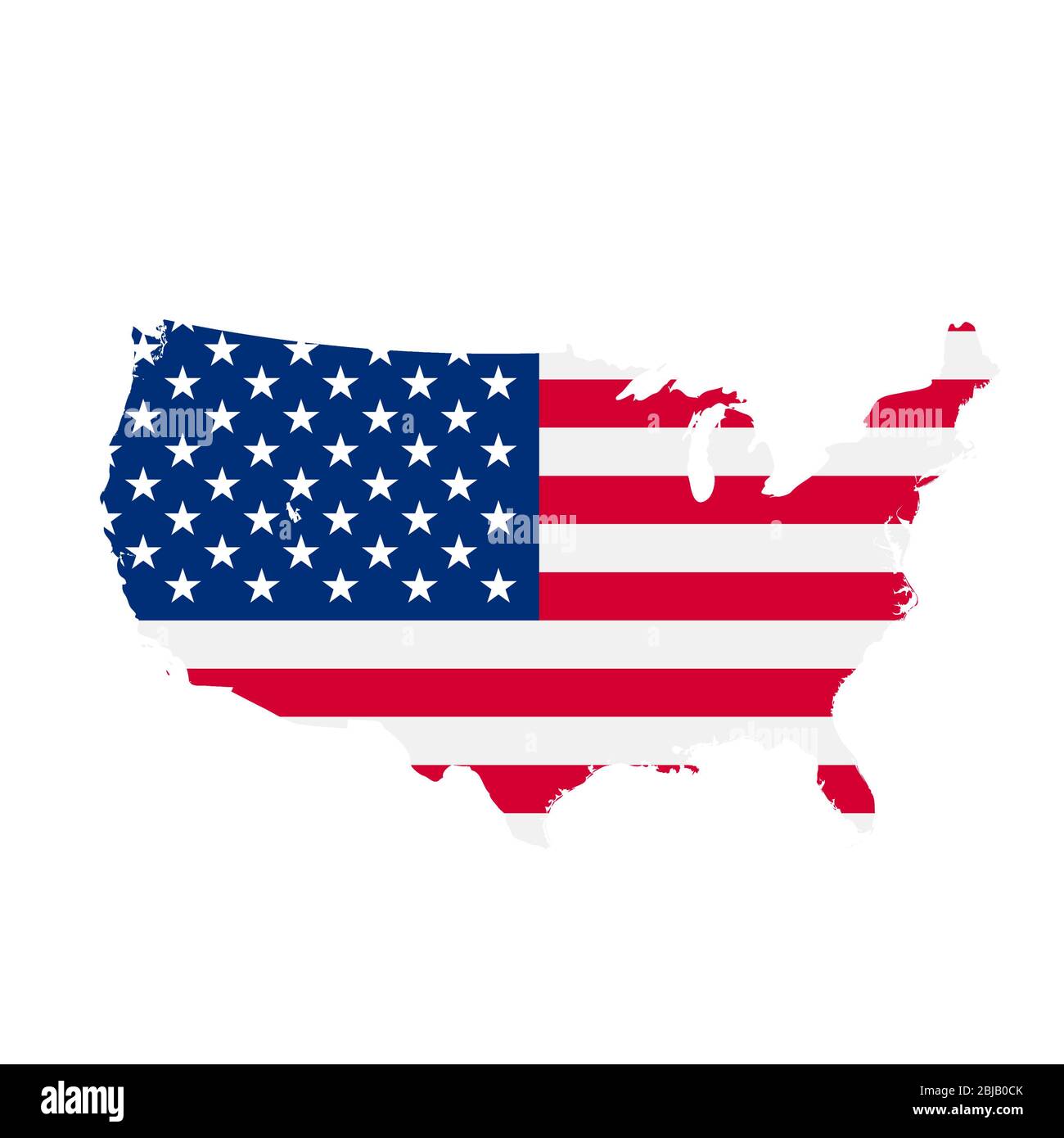Karte der USA. Länderübersicht mit Nationalflagge Stockfoto