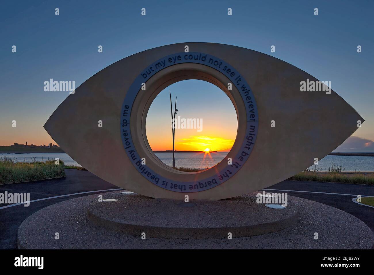 Sonnenaufgang im 'The Eye', Littlehaven Promenade, South Shields, Tyne and Wear, England, Großbritannien Stockfoto