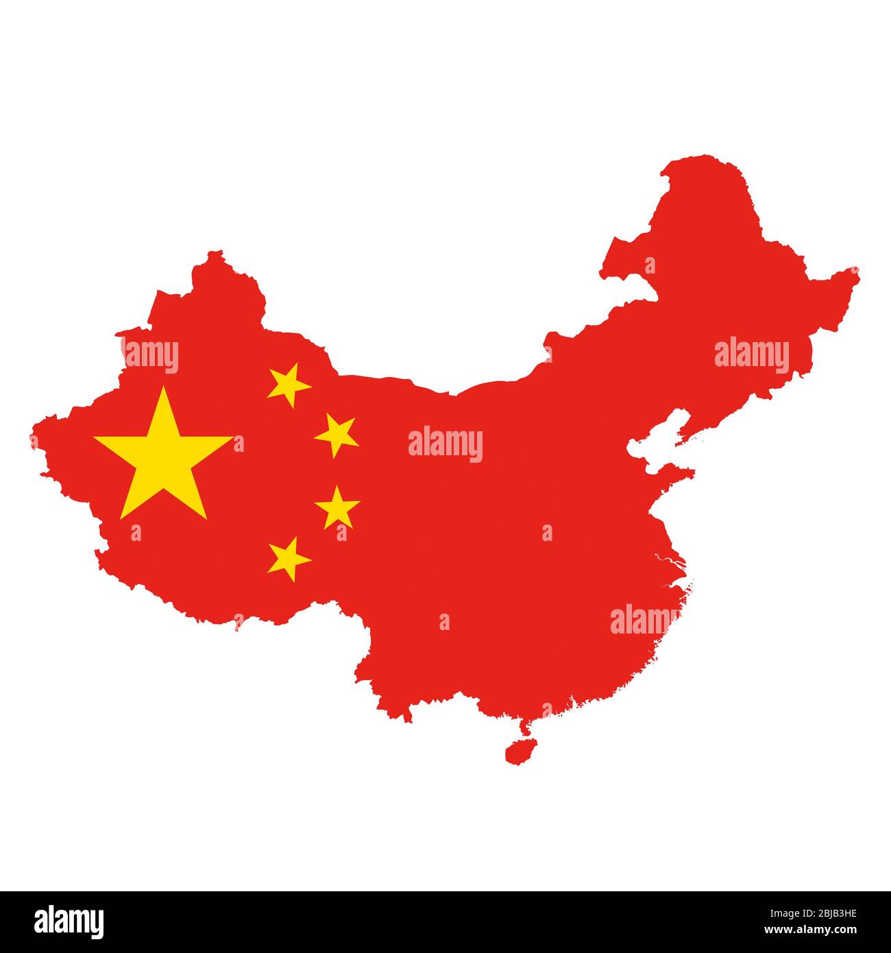 China-Flagge Karte. Länderübersicht mit Nationalflagge Stockfoto