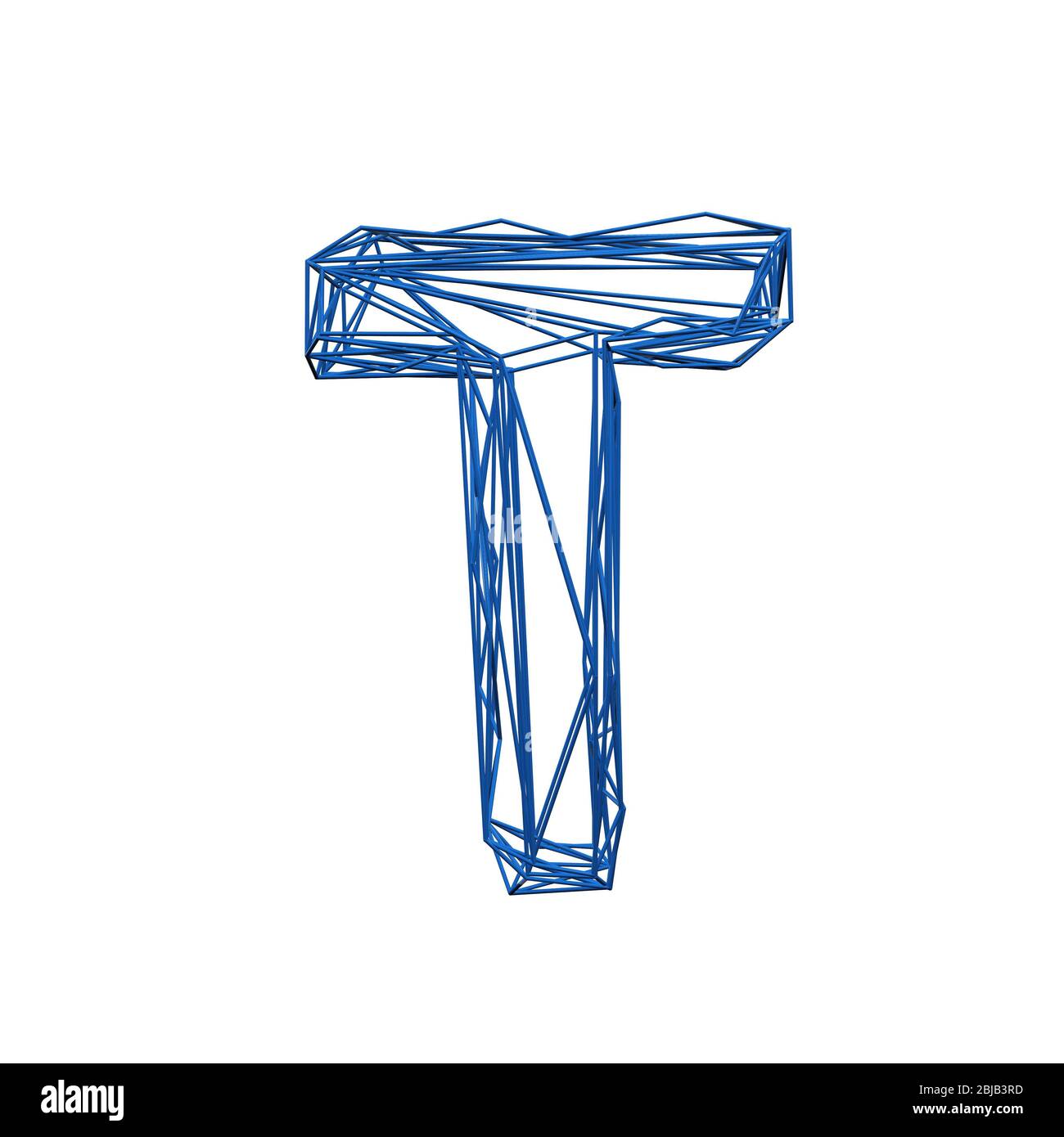 Buchstaben T Drahtrahmen low Poly Alphabet. 3D-Rendering Stockfoto