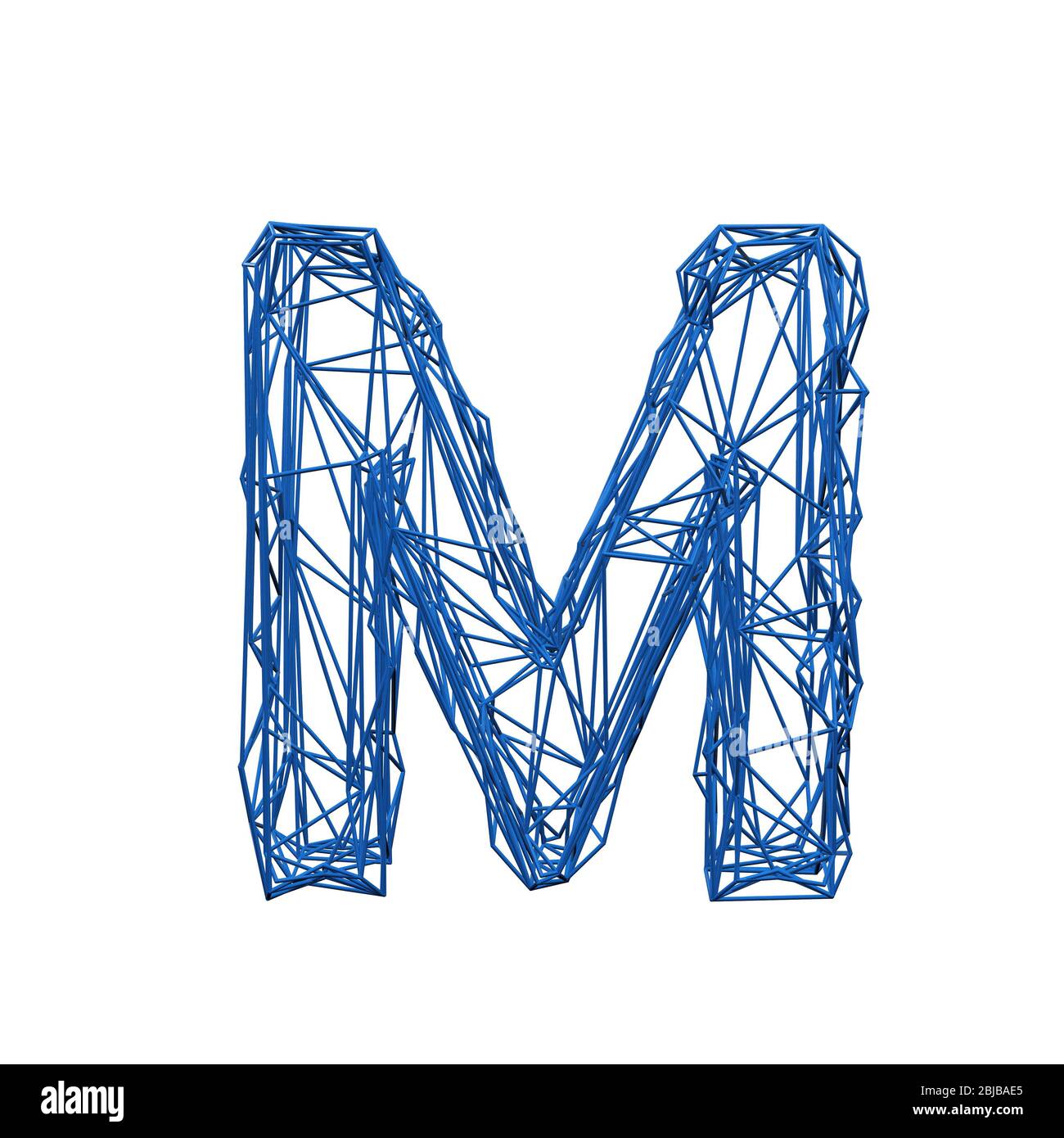 Buchstabe M Drahtrahmen low Poly Alphabet. 3D-Rendering Stockfoto