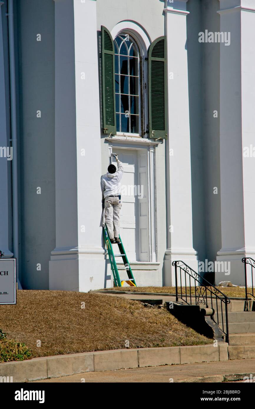 Natchez USA - 5. Februar 2015 - Malerei der ersten Presbyterianischen Kirche in Natchez in Mississippi USA Stockfoto