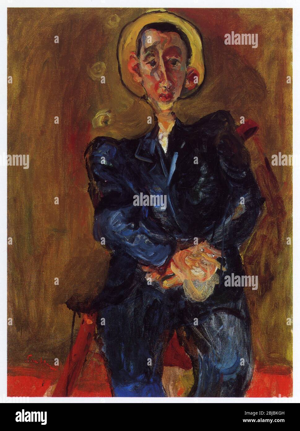 Chaim Soutine (1893-1943). Homme au Kostüm blau. Huile sur toile. 1823-1924. Stockfoto