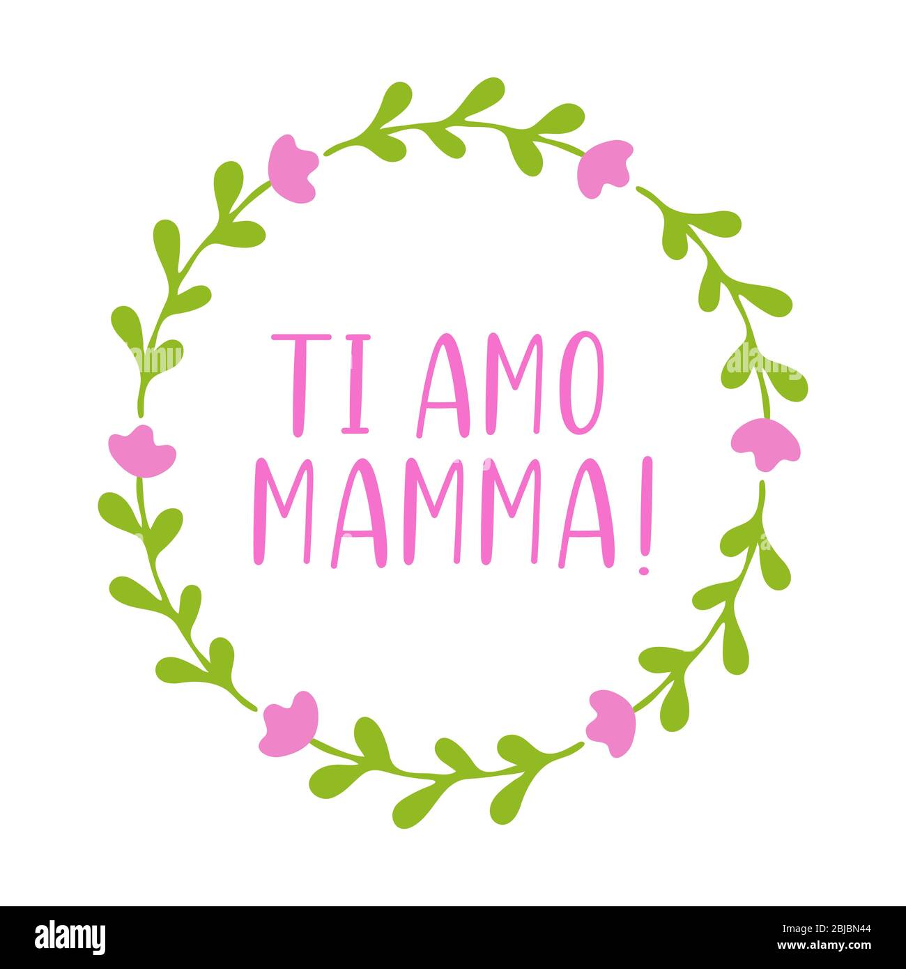 Handskizzierte Ti AMO Mamma Zitat in Italienisch. Mama Ich liebe dich ...