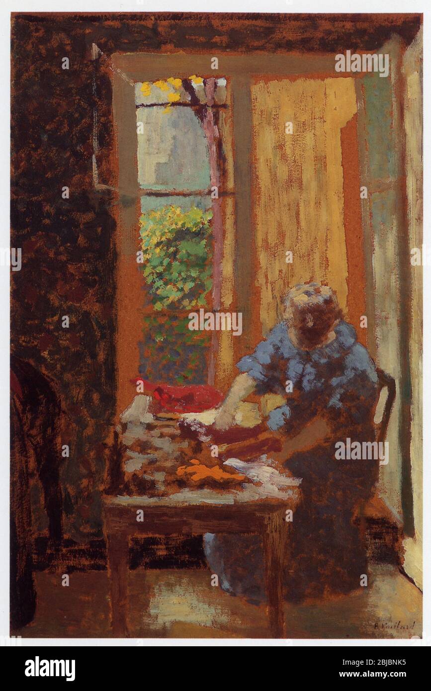 Edouard Vuillard (1868-1940). La Couturière. Huile sur Karton. 1895 Stockfoto