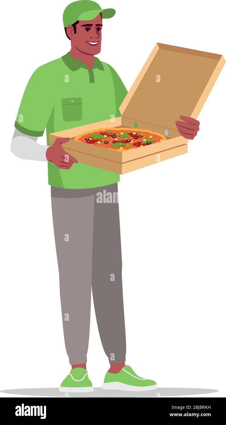 Pizzeria Lieferung halbflach RGB-Farbvektor Illustration Stock Vektor