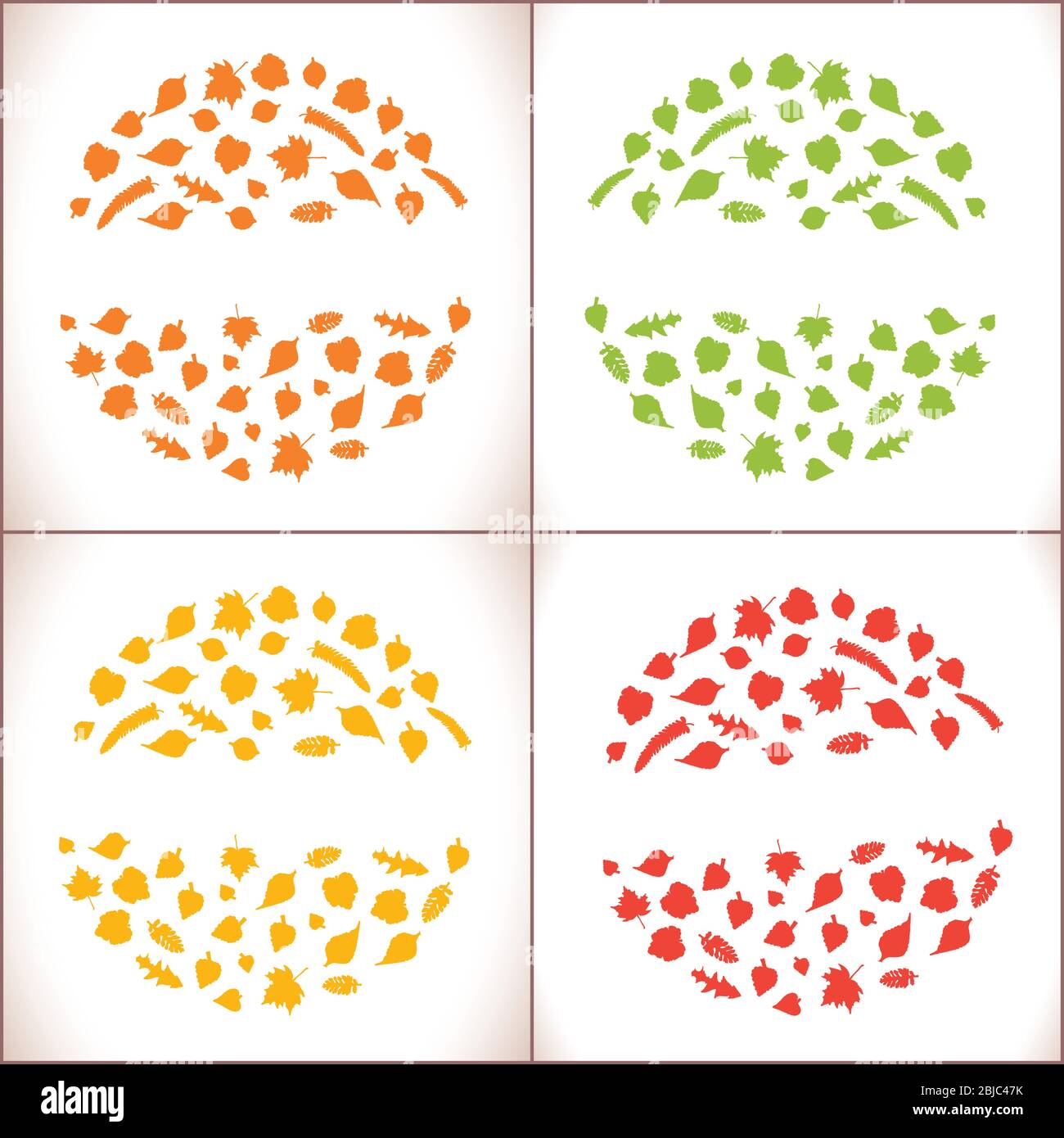 Herbstschmuck mit rot gelb orange grünen Blättern. Stock Vektor