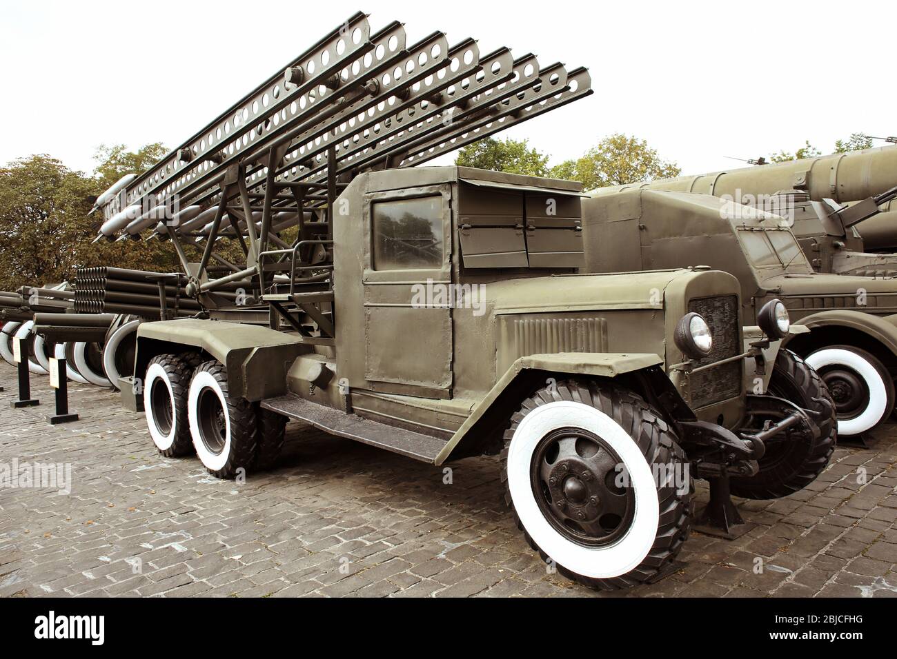 Museum Ausstellung von Militärmaschine, Nahaufnahme Stockfoto