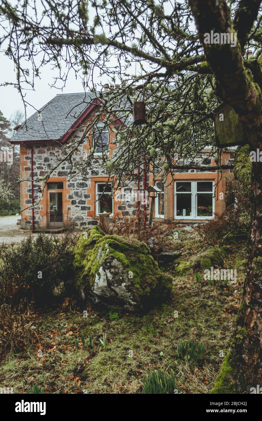 Golspie/UK-22/3/18: Glencanisp Lodge auf dem Anwesen der Assynt Foundation, nahe Loch Druim Suardalain, nahe Lochinver, West Sutherland, Schottland Stockfoto