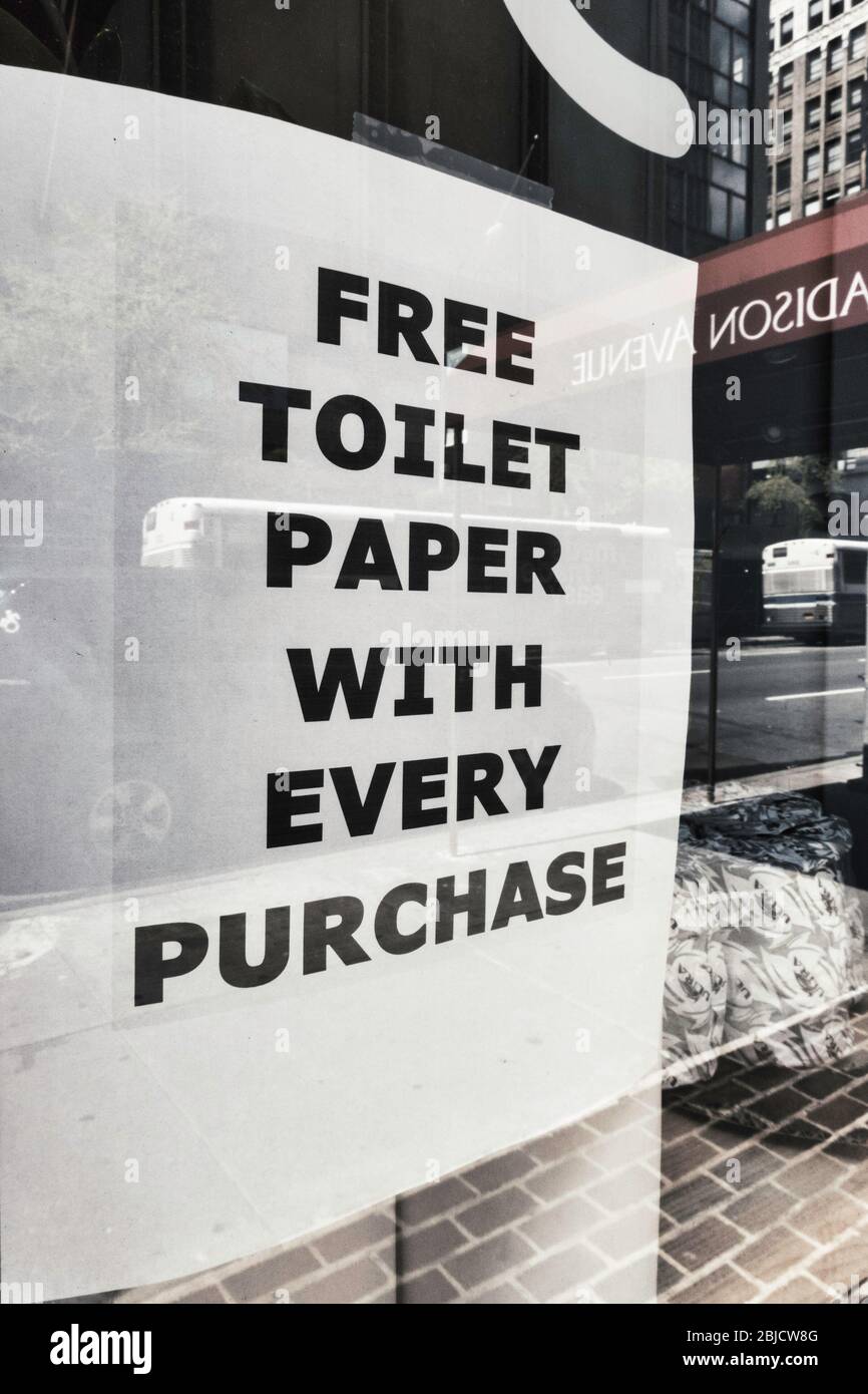 Werbezeichen während der Covid-19 Pandemie, NYC, USA Stockfoto