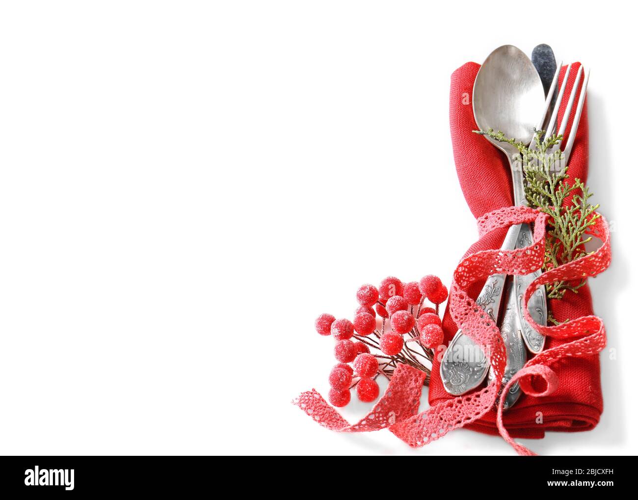 Schöne Weihnachten Tabelle Einstellung auf hellen Hintergrund Stockfoto