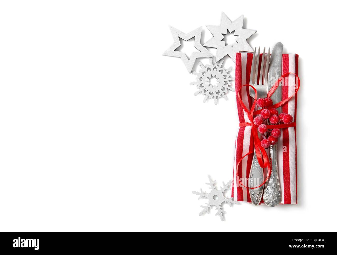 Schöne Weihnachten Tabelle Einstellung auf hellen Hintergrund Stockfoto