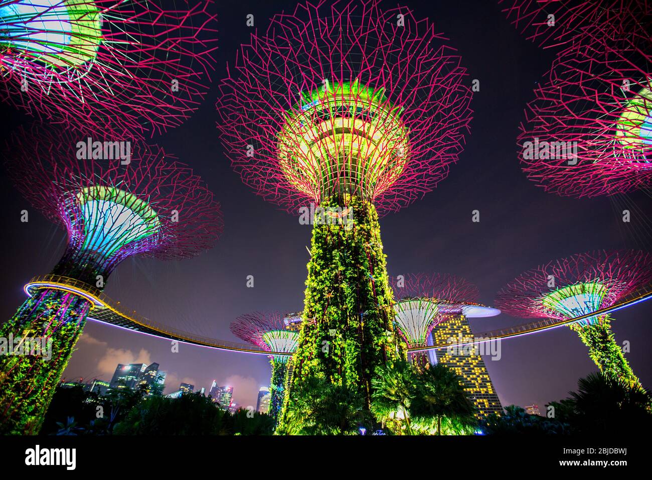 singapur, singapur Nationalfeiertag, Marina Bay Sands, Gardens by the Bay, Touristenattraktionen in Singapur, Stockfoto