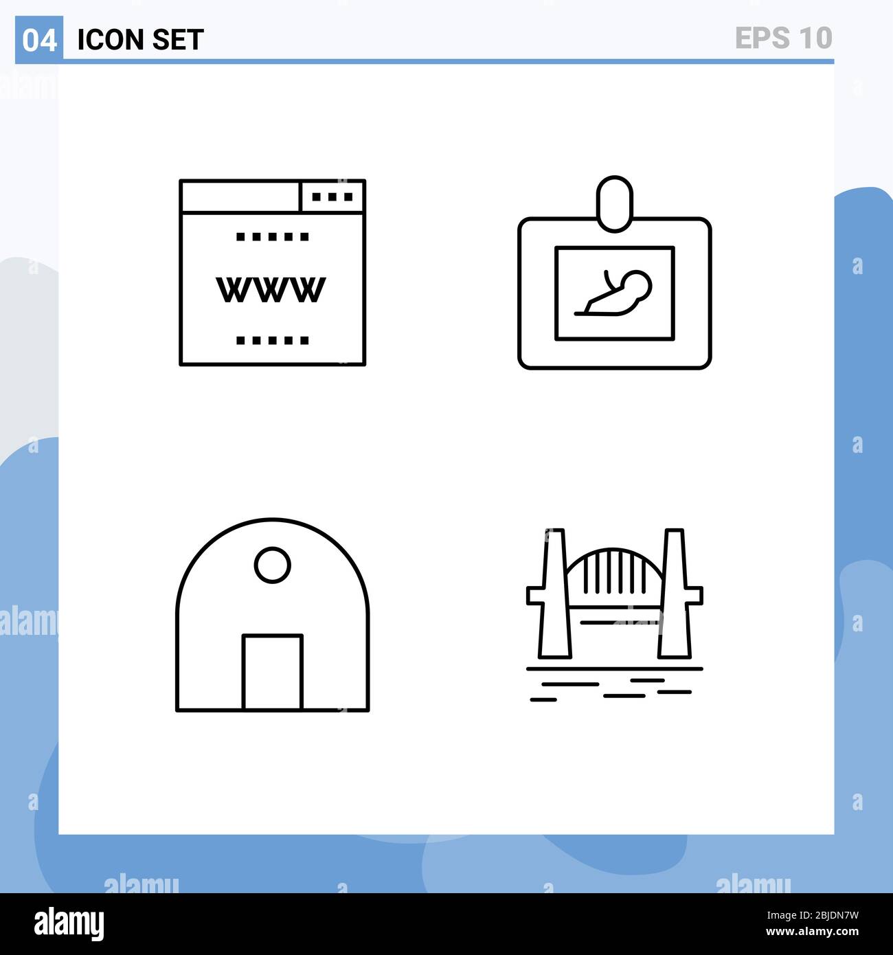 Set von 4 modernen UI-Symbole Symbole Symbole Zeichen für Internet, historisches Gebäude, Ort, Medizin, Moschee editierbar Vektor Design-Elemente Stock Vektor