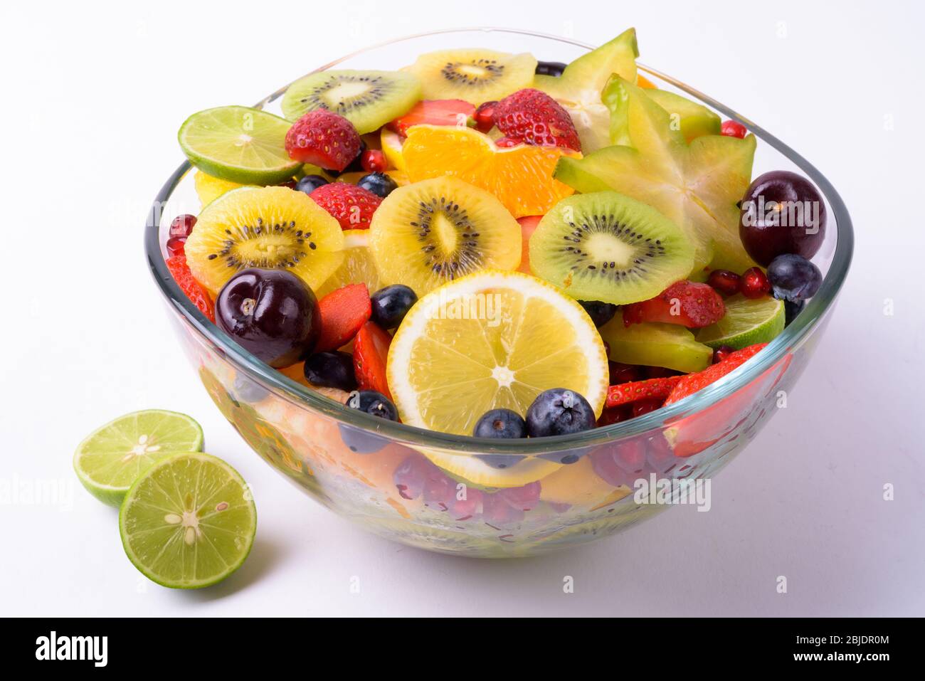 Portrait Von Verschiedenen Köstlichen Früchten Auf Weißem Hintergrund Stockfoto