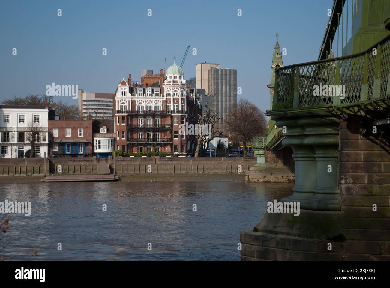 Suspension Bridge Victorian Architecture Engineering Green Gold Hammersmith Bridge, London Barnes von Sir Joseph Bazalgette Dixon Appleby & Thorne Stockfoto