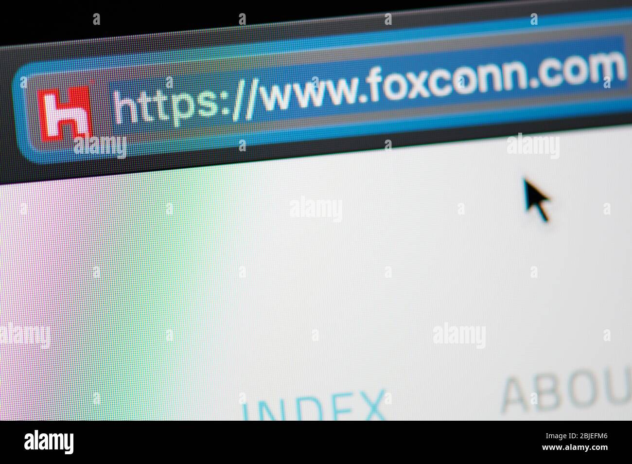 New-York , USA - April 29 , 2020:Foxconn url Link Adresse Website Nahaufnahme Ansicht auf Laptop-Bildschirm Stockfoto