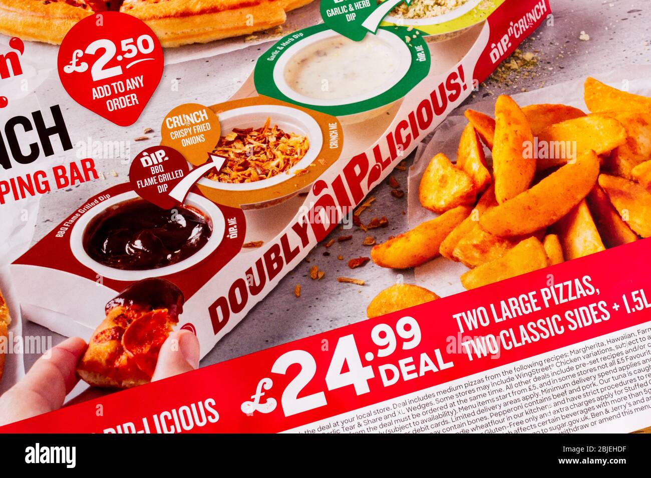 Pizza Fast Food Broschüre, Großbritannien Stockfoto