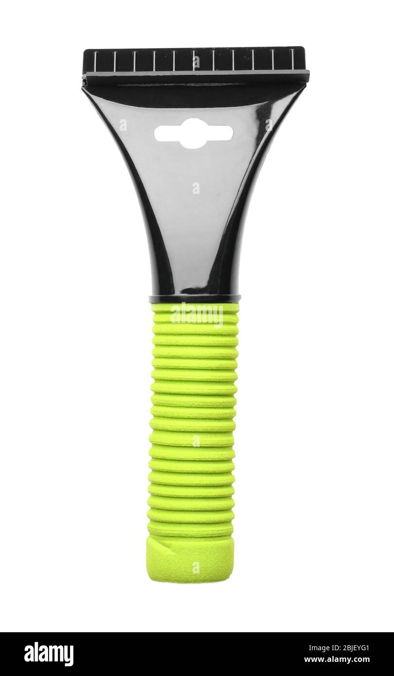 Scraper Auto auf weißem Hintergrund Stockfoto