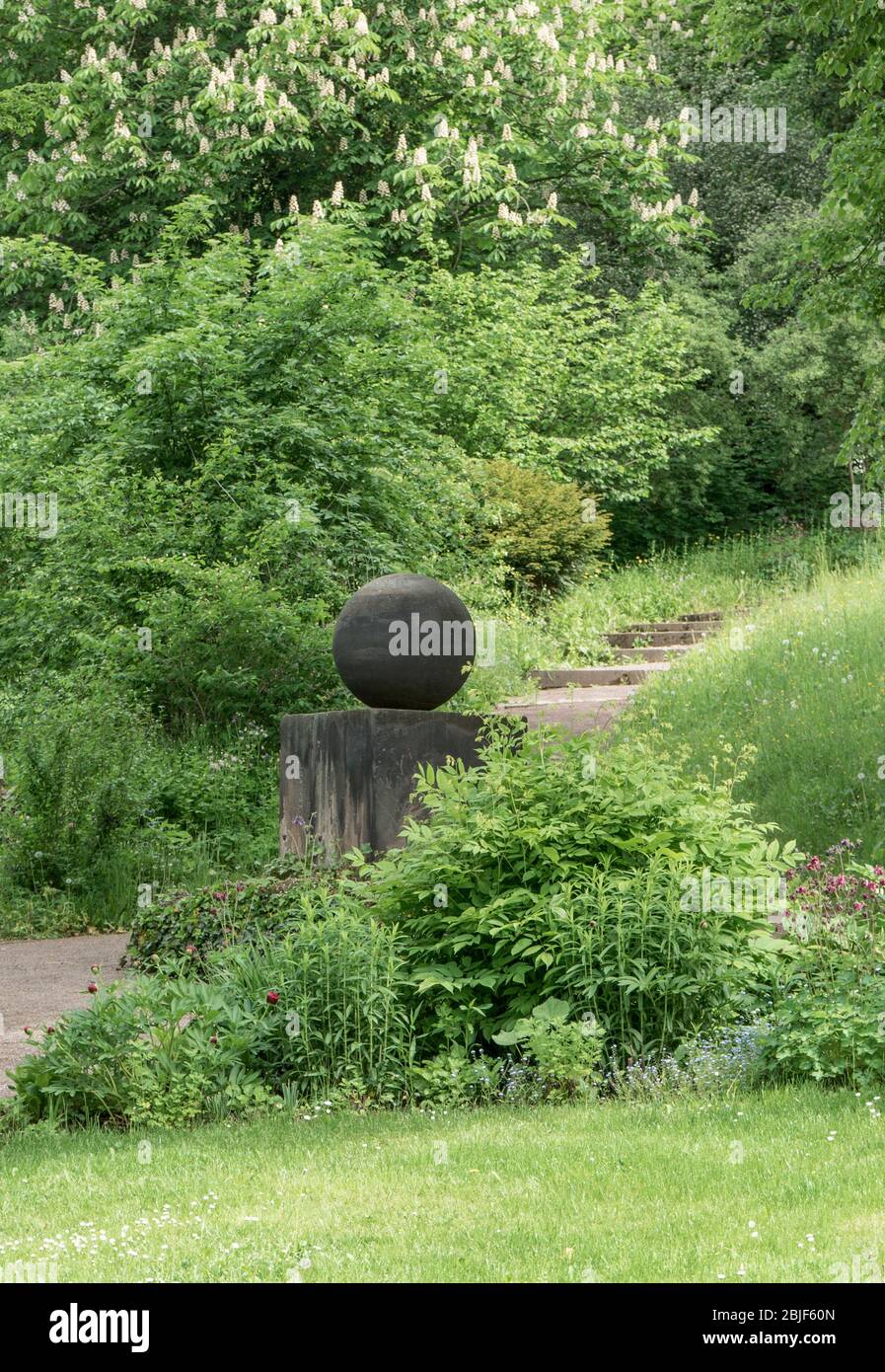 Der Stein des Glücks, Skulptur im Garten von Johann Wolfgang von Goethe in Weimar Stockfoto