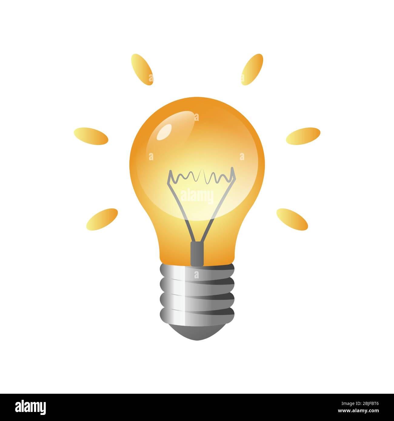 Glühbirne isoliert Cartoon-Design. Leuchtende Glühlampe Vektor Illustration in flachem Stil. Geschäftsidee und Innovation Stock Vektor