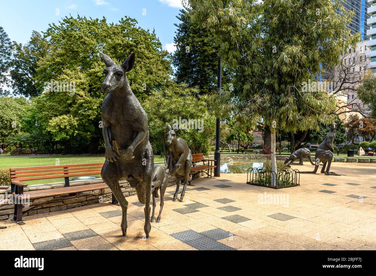 Die Kängurus in der Stadt Statuen in Perth Stockfoto
