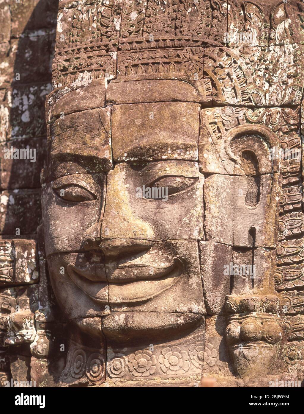 Die Face Towers von Bayon, Upper Terrace, Bayon Tempel, Ankor Thom, Siem Reap, Königreich Kambodscha Stockfoto