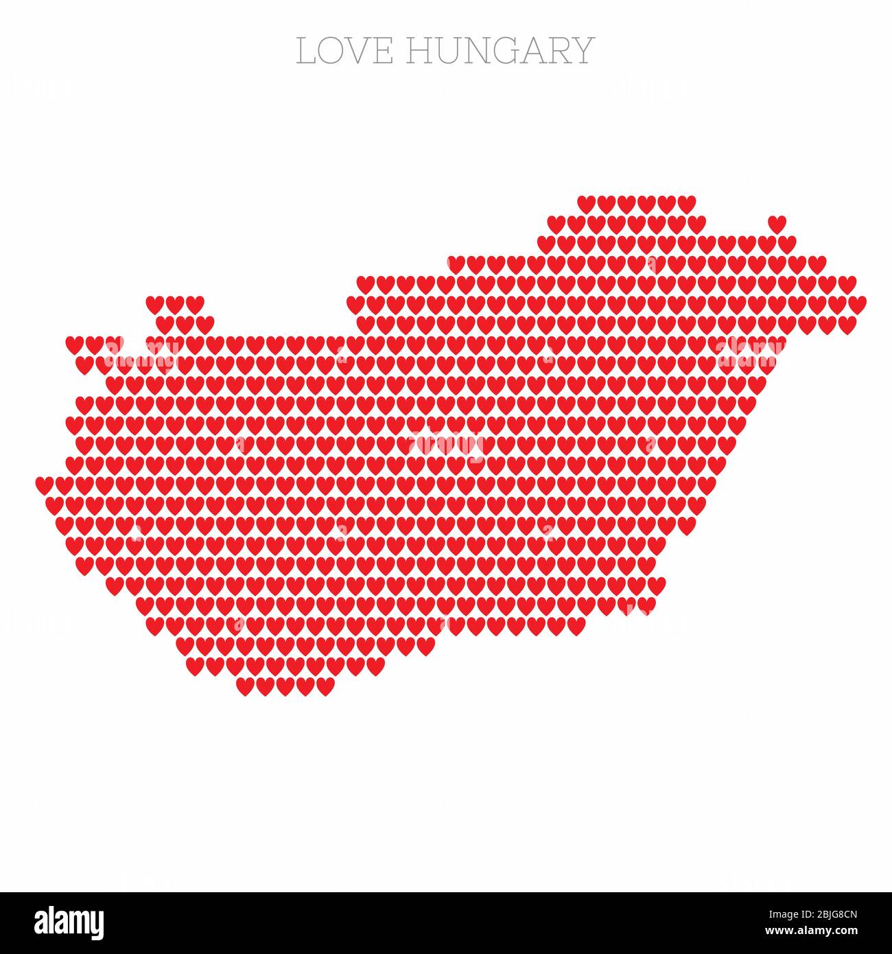 Ungarn Land Karte aus Liebe Herz Halbton Muster gemacht Stock Vektor