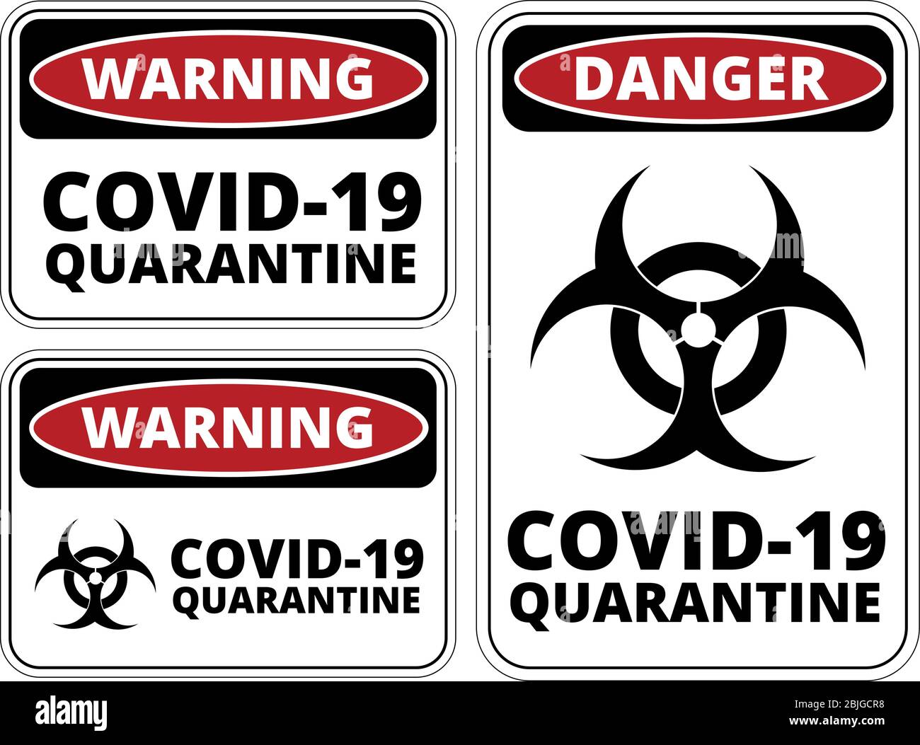 Covid-19 Warnschild-Set Stock Vektor