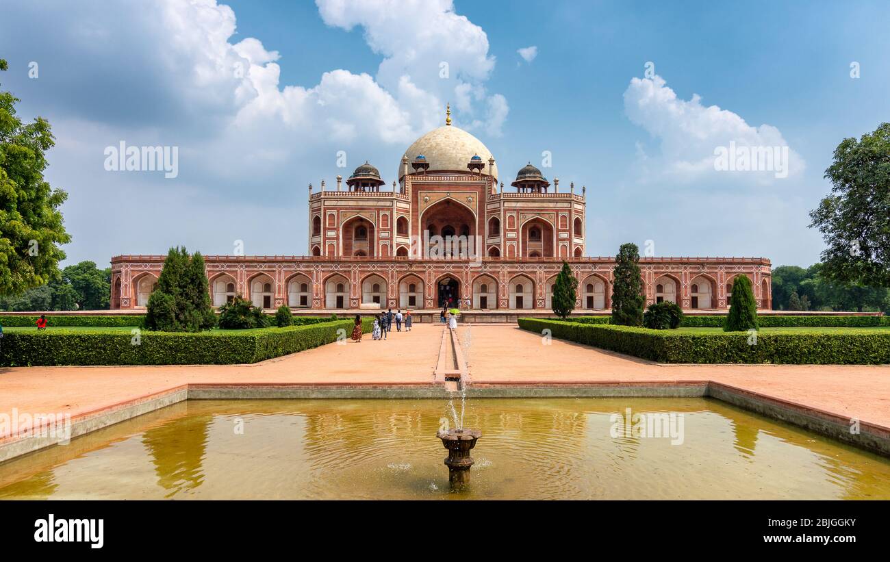 Humayuns Grab, Mausoleum des Mogulherrn Humayun in Neu Delhi, Indien Stockfoto