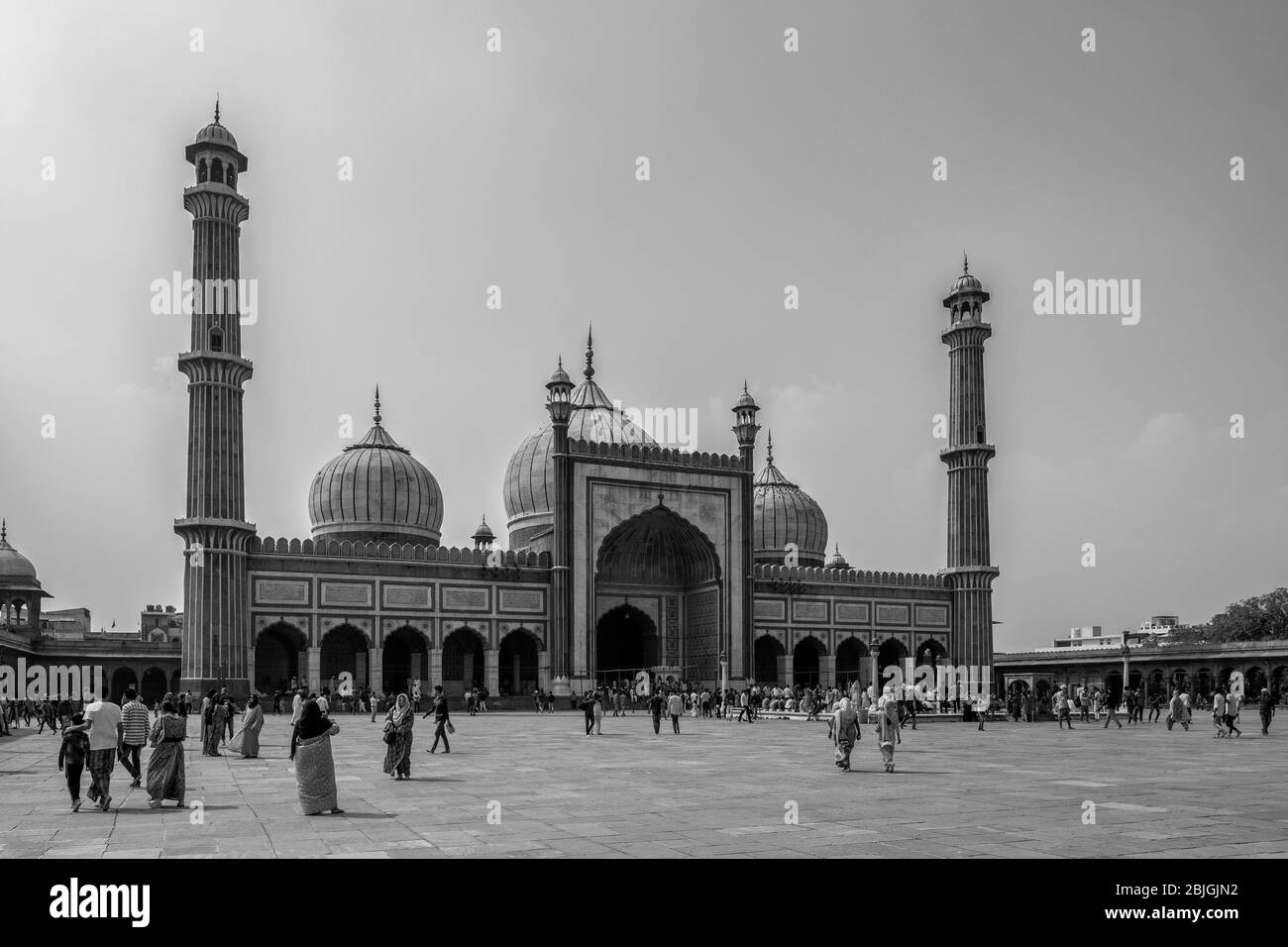 Delhi / Indien - 2. Oktober 2019: Masjid e Jahan Numa, Jama Masjid Moschee in Alt-Delhi, eine der größten Moscheen in Indien Stockfoto
