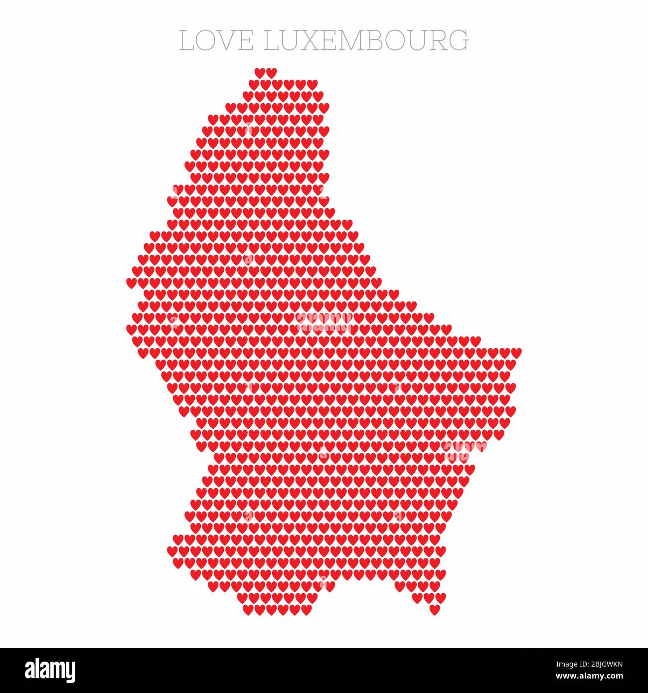 Luxemburg-Karte aus Liebe Herz Halbton-Muster gemacht Stock Vektor