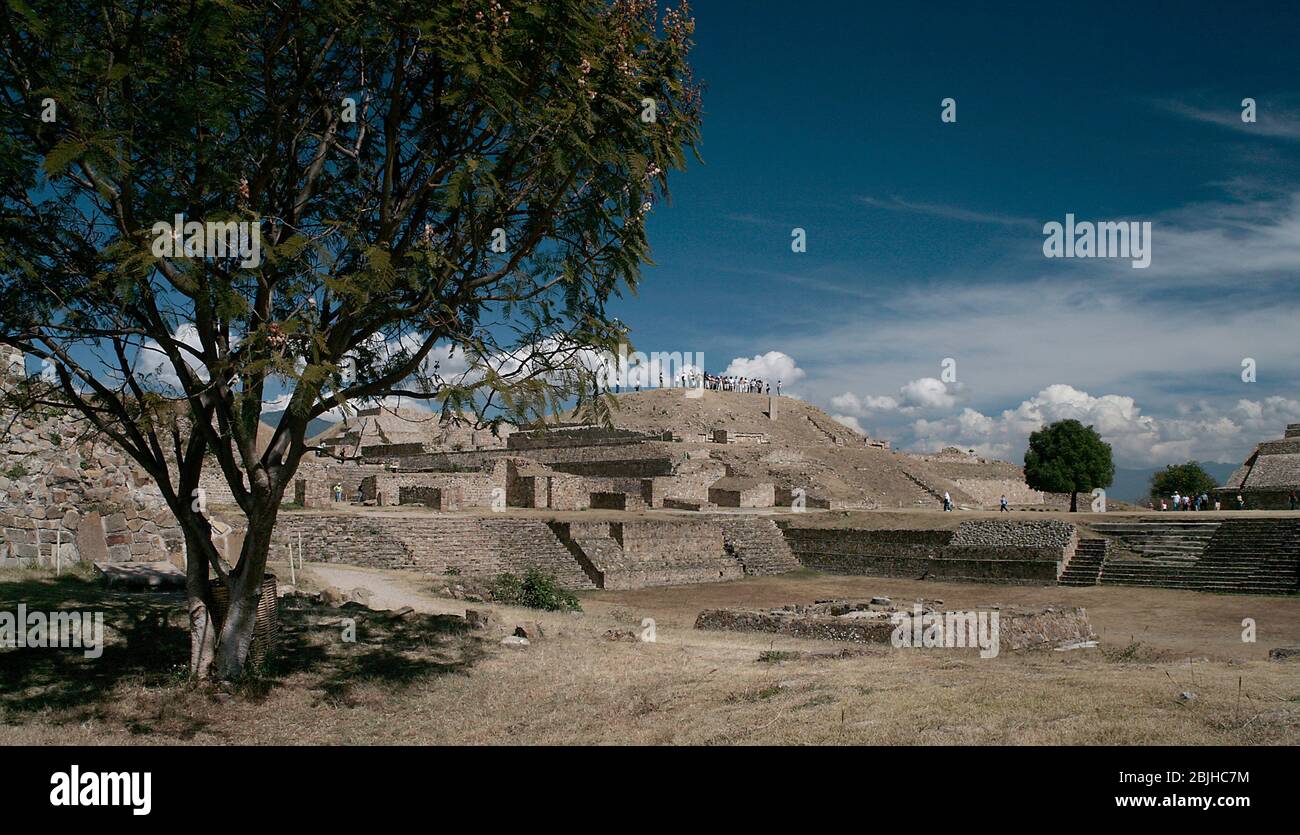 Archäologische Stätte von Monte Alban, Oaxaca, Mexiko Stockfoto
