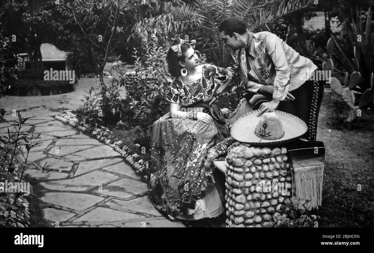 Vintage Postkarte schwarz-weiß Mexiko Stockfoto