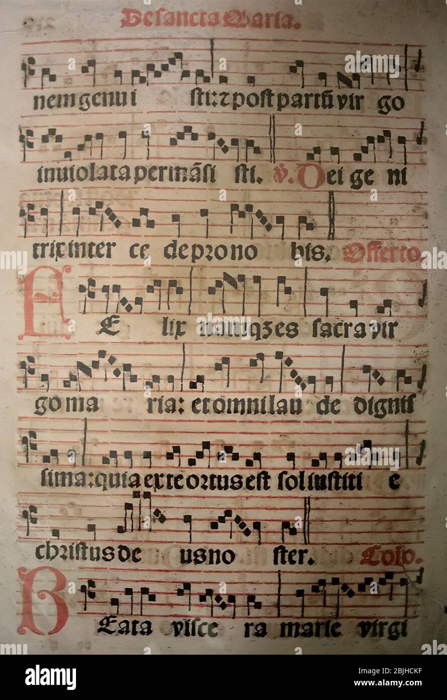 Alte Musik Partitur für Sänger Stockfoto