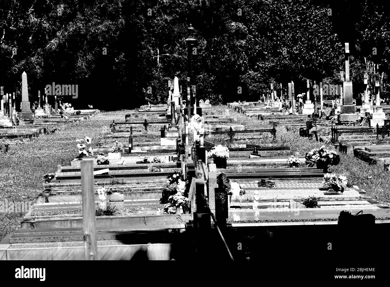 Friedhof schwarz und weiß 1 Stockfoto