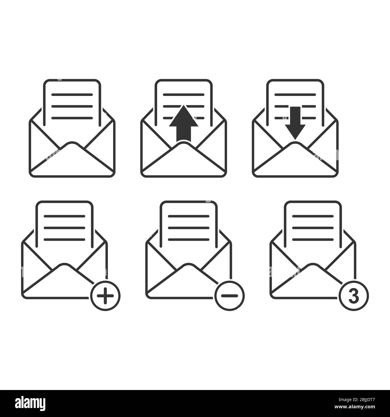 Satz von Vektor-E-Mail-Symbolen. Stockdarstellung ein leeres Polygon ist auf weißem Hintergrund isoliert. Einfaches Design Stock Vektor