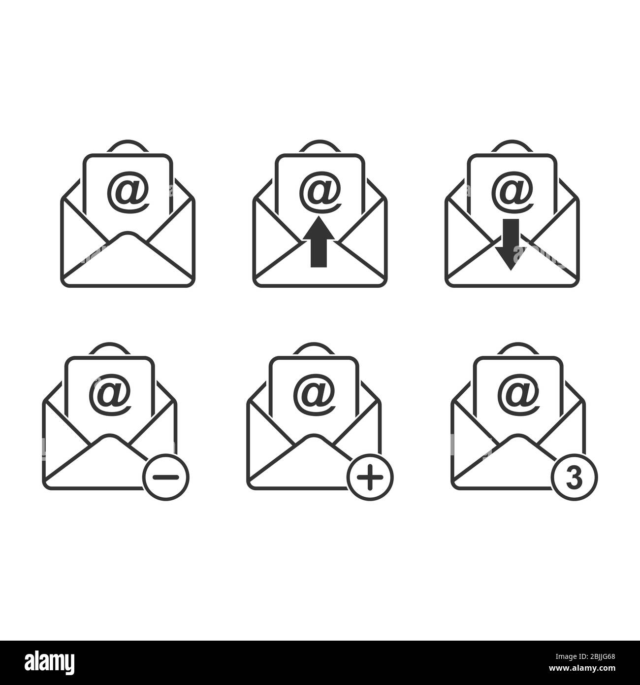 Satz von Vektor-E-Mail-Symbolen. Stockdarstellung ein leeres Polygon ist auf weißem Hintergrund isoliert. Einfaches Design Stock Vektor