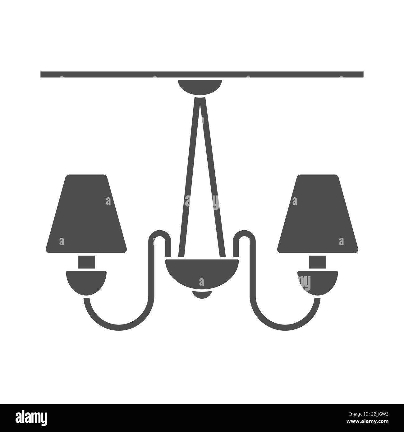 Vektor-Symbol eines Lüsters, Deckenlampe. Stockdarstellung isoliert auf weißem Hintergrund. Smple-Design. Stock Vektor