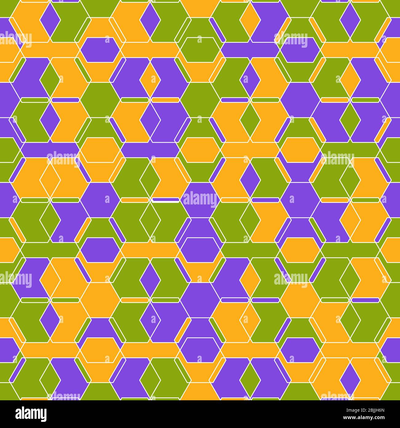 Vektorfarbe nahtloses Muster von zufälligen Hexagon-Linien. Stock Illustration für Hintergründe, Textilien und Verpackungen. Stock Vektor