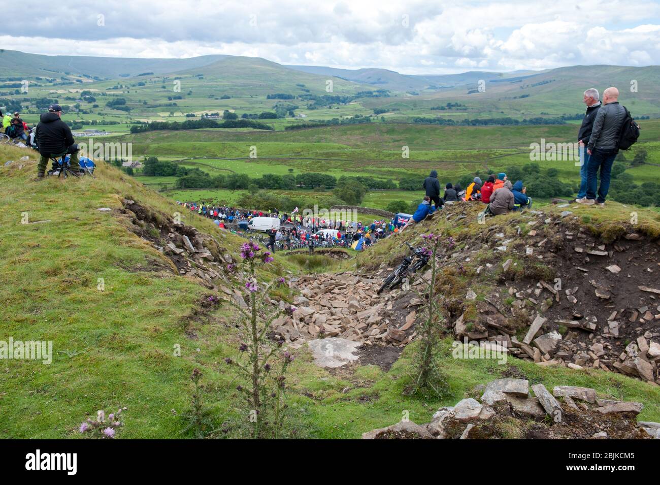 05.07.2014 Yorkshire, England. Die Tour De France kommt während der ersten Etappe der Tour De France von Leeds nach Harrogate an der Cote de Butterwbs an. Stockfoto